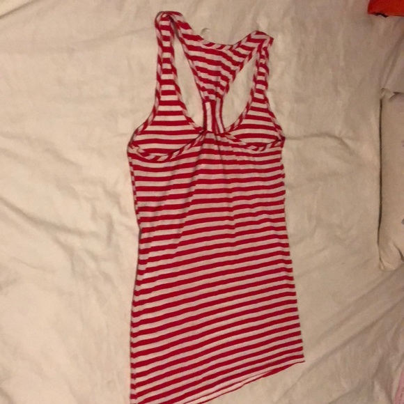 Workout top. Tank top. Red. White. Striped. Cotton - Picture 4 of 4